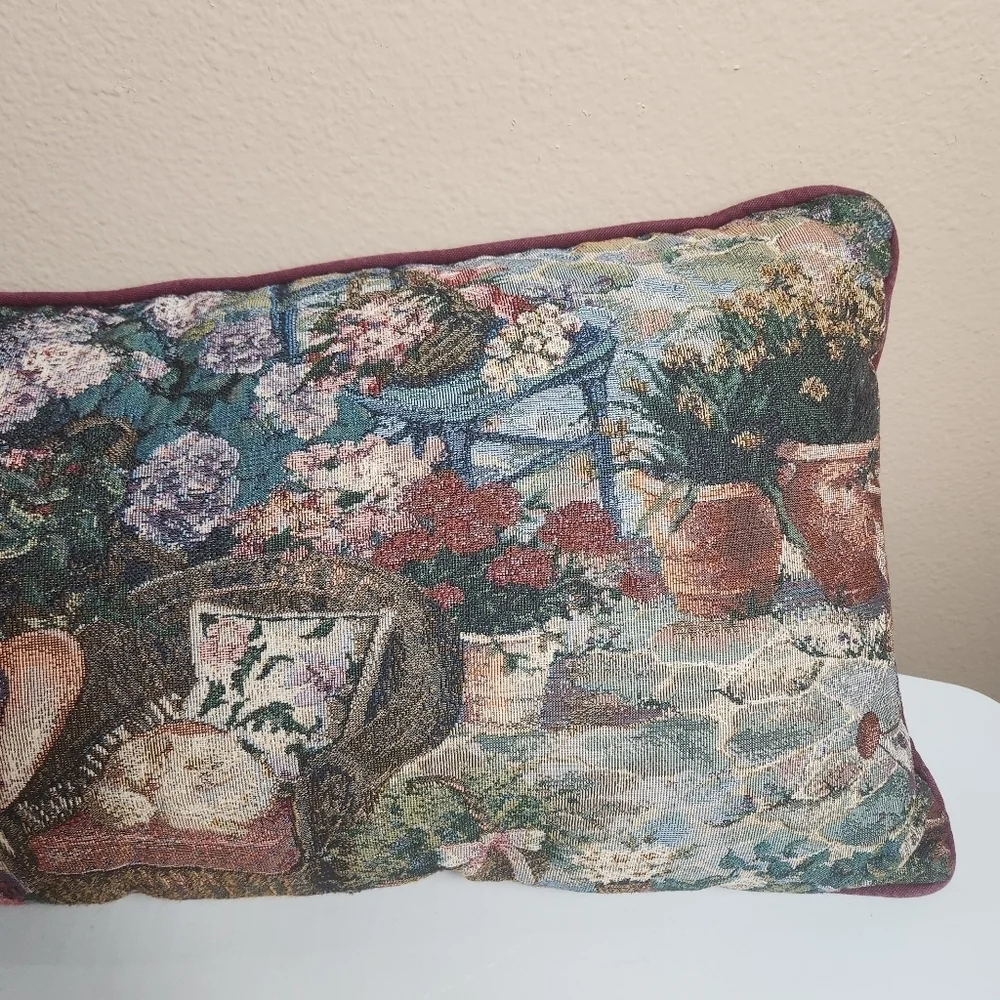Newport Garden Lunch Cottagecore Tapestry Pillow-24x10x5